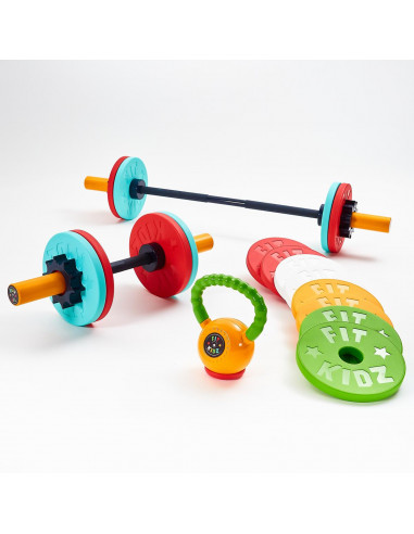 Fit Kidz Barbell & Bumper Plate Set